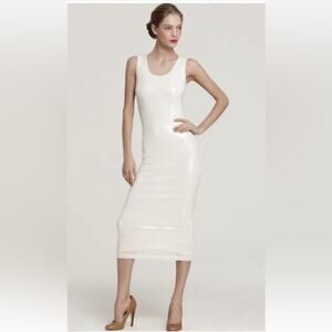 Robert Rodriguez White Sequin Sleeveless Sheath Dress Medium Formal Sexy Holiday